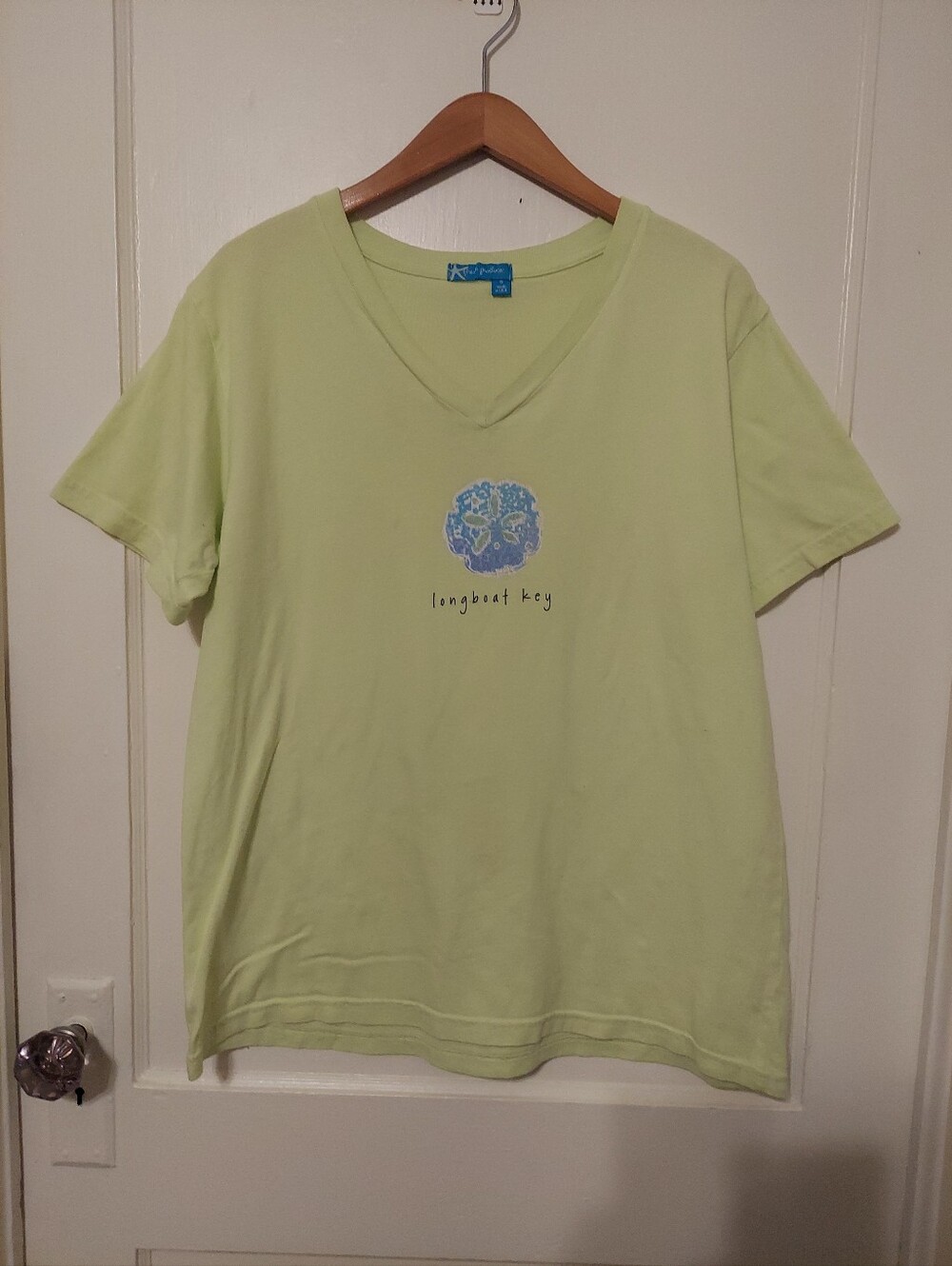Fresh Produce Graphic T Womens Medium Chartreuse 100%Cotton Relaxed Resort